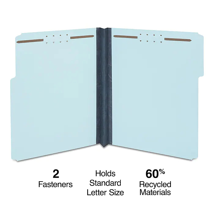 Staples Pressboard Classification Folder, 2" Expansion, Letter Size, Blue, 25/Box (TR384868/384868)