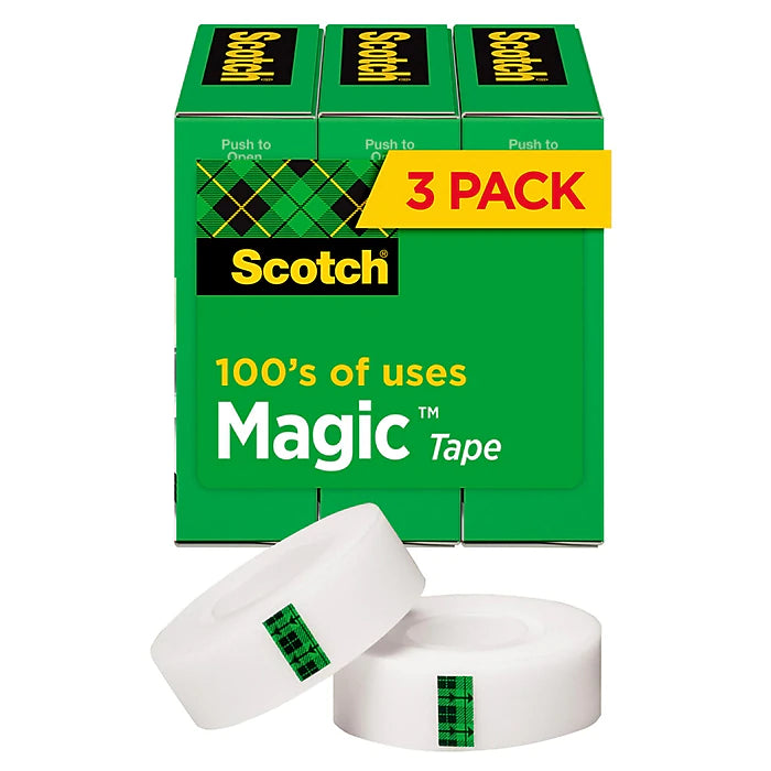 Scotch® Magic™ Invisible Tape Refill, 3/4" x 27.77 yds., 3 Rolls (810K3)