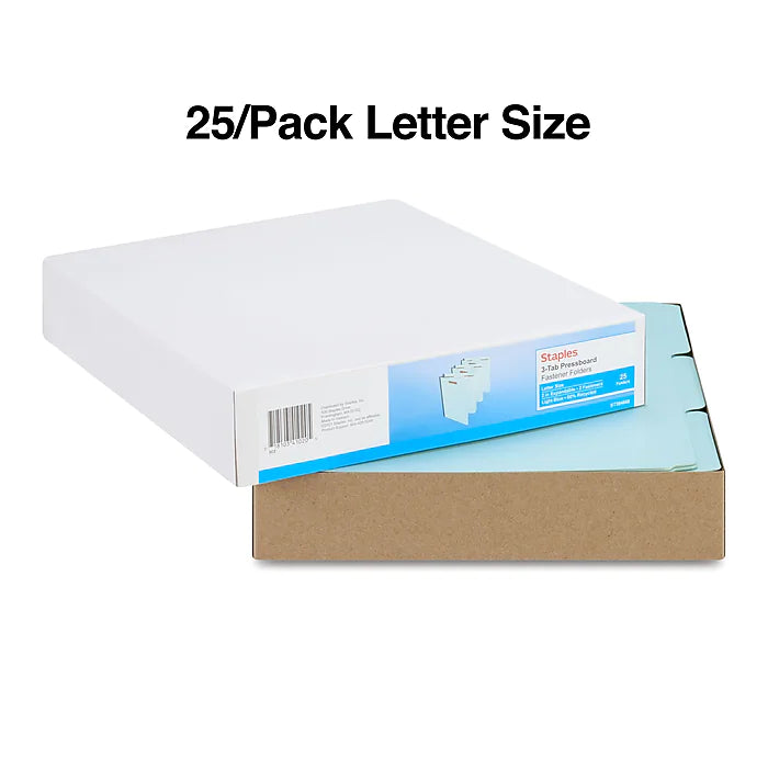 Staples Pressboard Classification Folder, 2" Expansion, Letter Size, Blue, 25/Box (TR384868/384868)