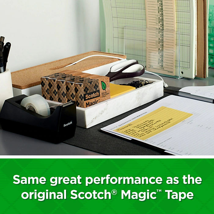 Scotch® Magic™ Greener Invisible Tape with Dispenser, 3/4" x 25 yds., 6 Rolls (812-6PC38)