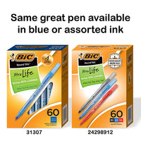 BIC Round Stic Xtra-Life Ballpoint Pen, Medium Point, Black Ink, 60/Pack (GSM609-BLK)