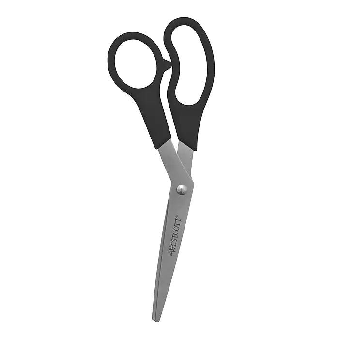 Westcott All Purpose 8" Stainless Steel Standard Scissors, Blunt Tip, Assorted, 3/Pack (13023/13403)