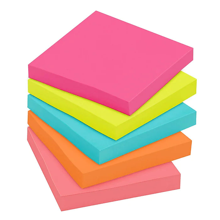 Post-it® Notes, 3" x 3", Poptimistic Collection, 100 Sheets/Pad, 5 Pads/Pack (654-5PK)