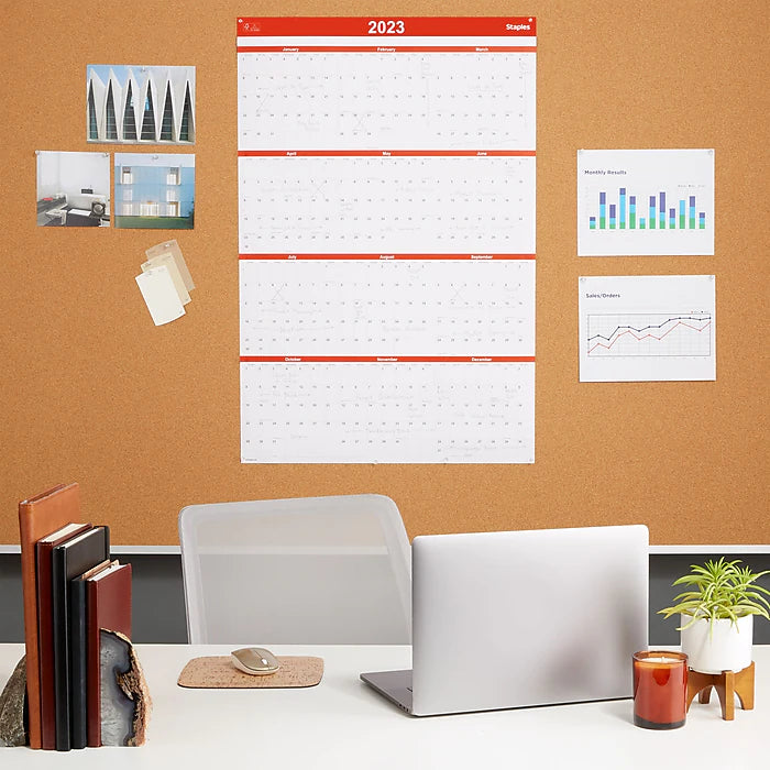 2023 Staples 36" x 24" Wall Calendar, Red (ST53903-23)