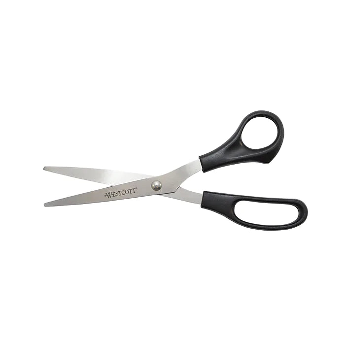 Westcott All Purpose 8" Stainless Steel Multipurpose Scissors, Pointed Tip, Black, 3/Pack (16907)