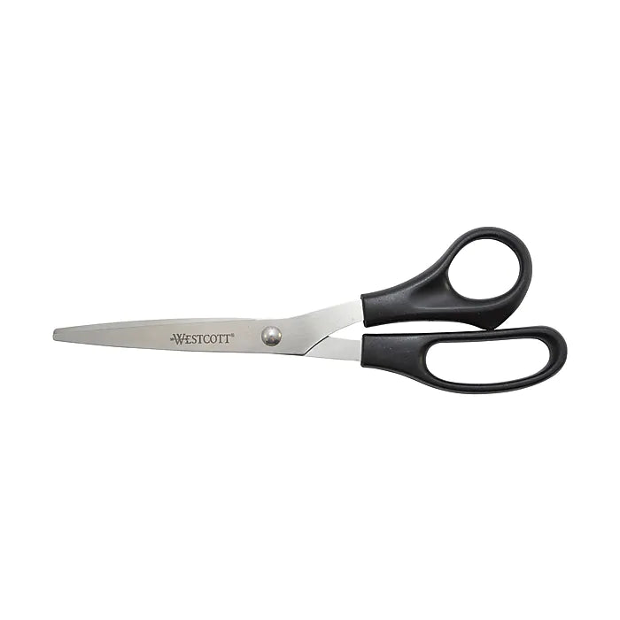 Westcott All Purpose 8" Stainless Steel Multipurpose Scissors, Pointed Tip, Black, 3/Pack (16907)