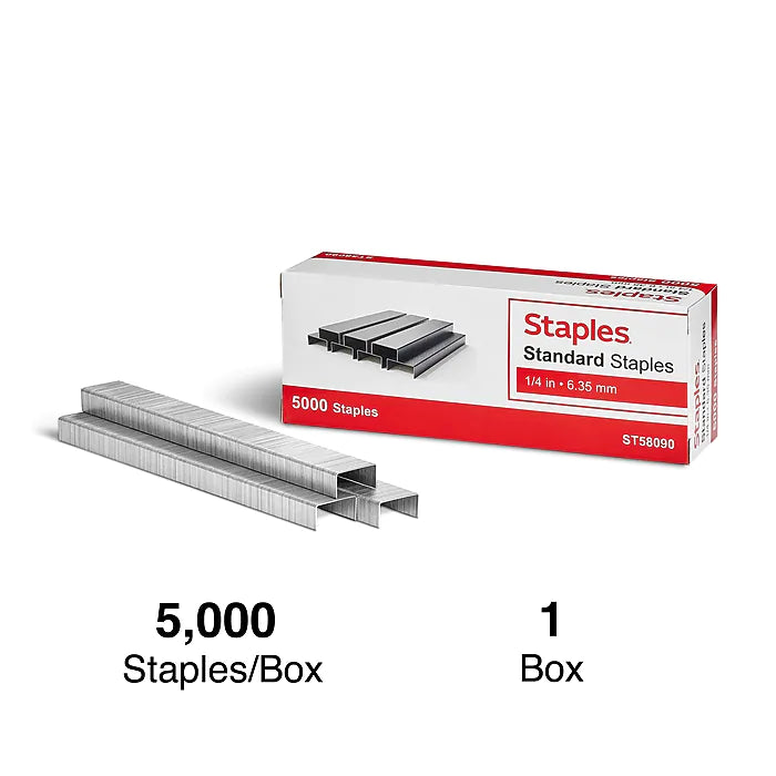 Staples Standard Staples, 1/4" Leg Length, 5000 /Box (TR58090)