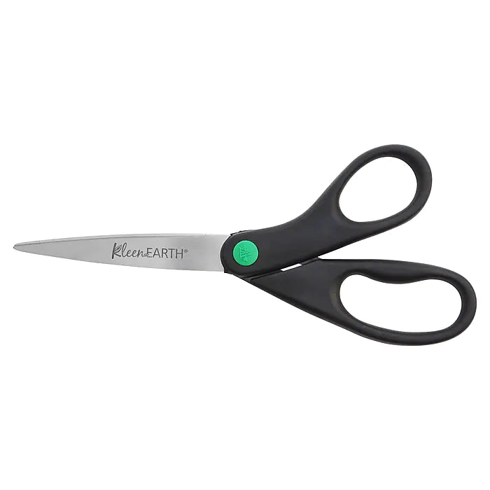 Westcott KleenEarth 8" Stainless Steel Sewing/Craft Scissors, Pointed Tip, Black, 2/Pack (15179)