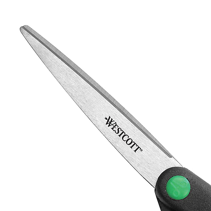 Westcott KleenEarth 8" Stainless Steel Standard Scissors, Pointed Tip, Black (41418/13039)