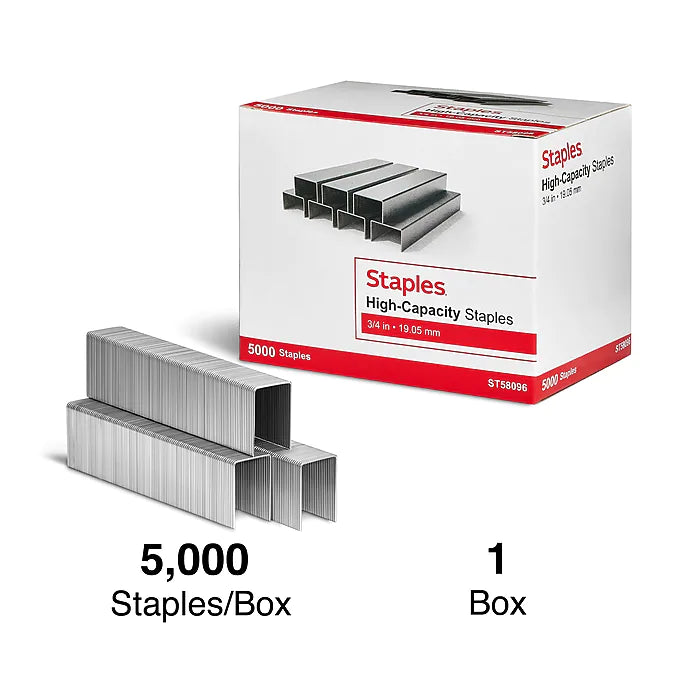 Staples High-Capacity Staples, 3/4" Leg Length, 5000/Box (TR58096)