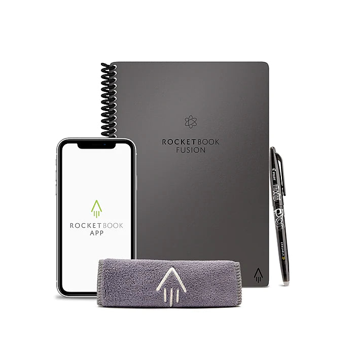 Rocketbook Fusion Reusable Notebook Planner Combo, 6" x 8.8", 7 Page Styles, 42 Pages, Gray (EVRF-E-RC-CIG-FR)