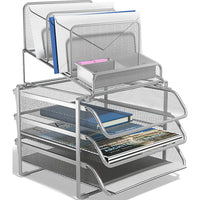 Thumbnail for TRU RED™ All-In-One 10 Compartment Wire Mesh Compartment Storage, Silver (TR57531)