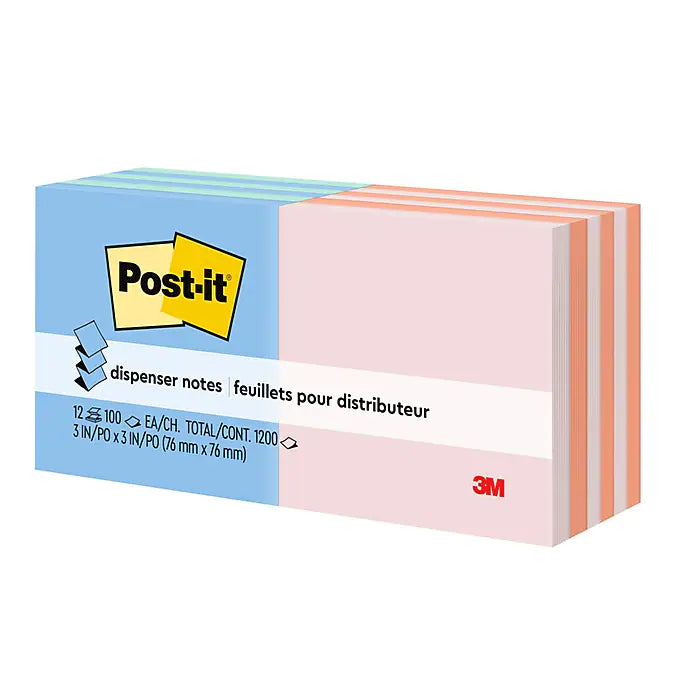 Post-it® Pop-up Notes, 3" x 3", Beachside Café Collection, 100 Sheets/Pad, 12 Pads/Pack (R330-U-ALT)