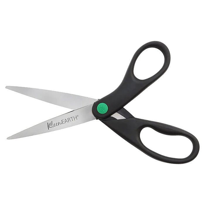 Westcott KleenEarth 8" Stainless Steel Sewing/Craft Scissors, Pointed Tip, Black, 2/Pack (15179)