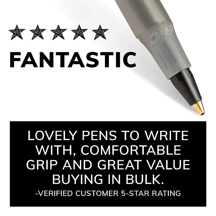 BIC Round Stic Xtra-Life Ballpoint Pen, Medium Point, Black Ink, 60/Pack (GSM609-BLK)