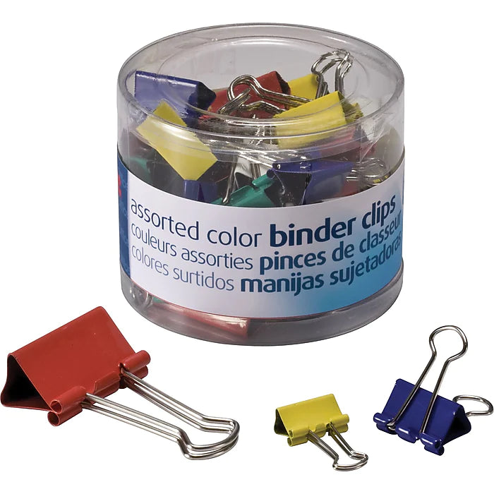 Officemate Colored Binder Clips Assortment, Assorted Sizes and Colors, 30/Pack (31026)