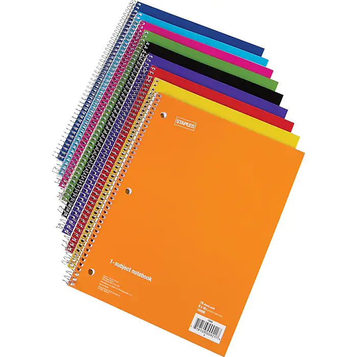 Staples® 1 Subject Notebook, 8" x 10-1/2", College Ruled, 48/Pack (27498CT)