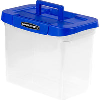 Thumbnail for Bankers Box Heavy-Duty Plastic Portable File Storage Box, Letter Size, Blue/Clear (0086301)