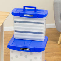 Thumbnail for Bankers Box Heavy-Duty Plastic Portable File Storage Box, Letter Size, Blue/Clear (0086301)