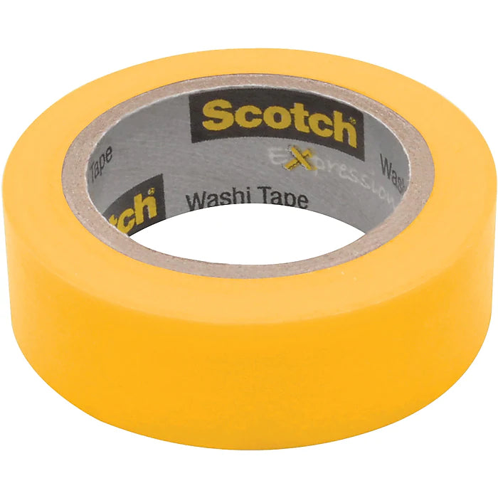 Scotch® Expressions Washi Tape, 0.59" x 10.91 yds., Yellow (C314-YEL)