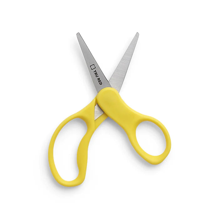 Staples 5" Kids Pointed Tip Stainless Steel Scissors, Straight Handle, Right & Left Handed, 2/Pack (TR55054)