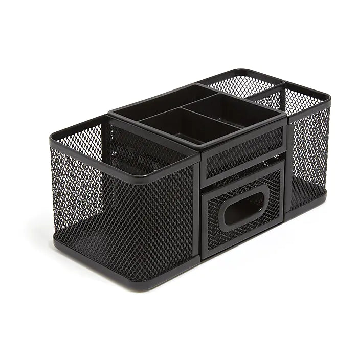 TRU RED™ 7-Compartment Wire Mesh Accessory Holder, Matte Black (TR57541)