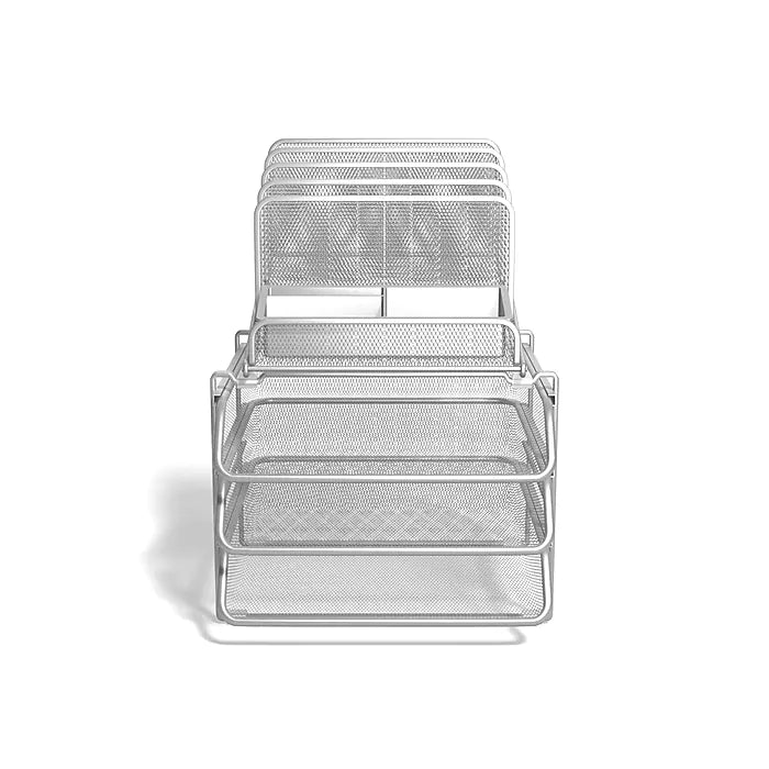 TRU RED™ All-In-One 10 Compartment Wire Mesh Compartment Storage, Silver (TR57531)