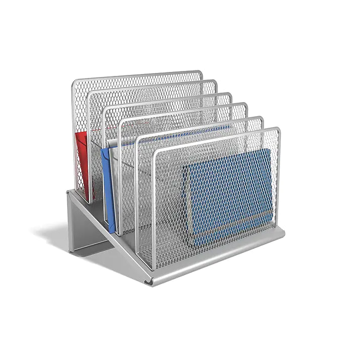 TRU RED™ 5 Compartment Wire Mesh File Organizer, Silver (TR57555)