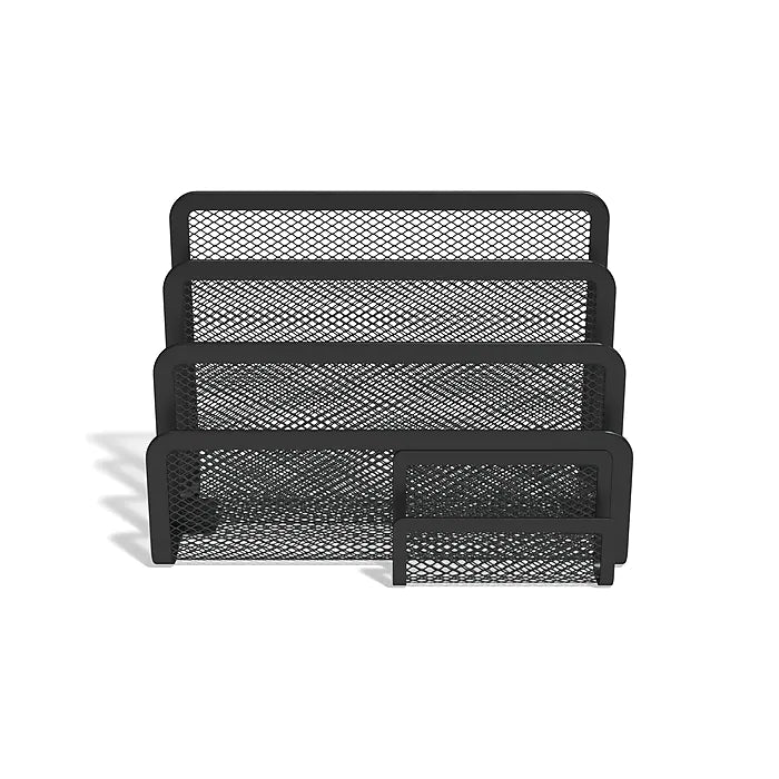 TRU RED™ 4 Compartment Wire Mesh Letter Holder, Matte Black (TR57562)