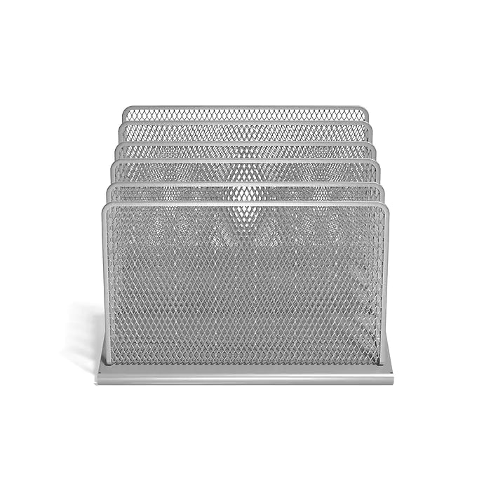 TRU RED™ 5 Compartment Wire Mesh File Organizer, Silver (TR57555)