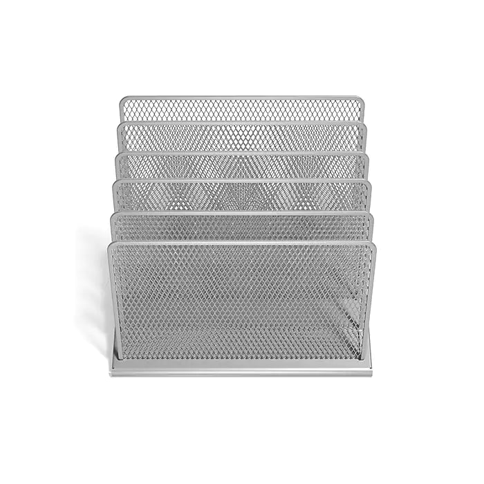 TRU RED™ 5 Compartment Wire Mesh File Organizer, Silver (TR57555)