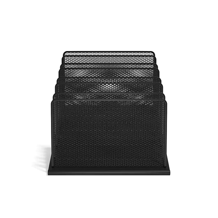 TRU RED™ 7 Compartment Wire Mesh File Organizer, Matte Black (TR57559)