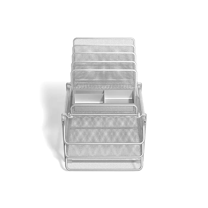 TRU RED™ All-In-One 10 Compartment Wire Mesh Compartment Storage, Silver (TR57531)