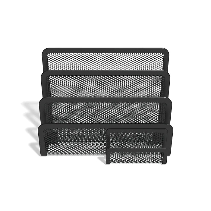 TRU RED™ 4 Compartment Wire Mesh Letter Holder, Matte Black (TR57562)