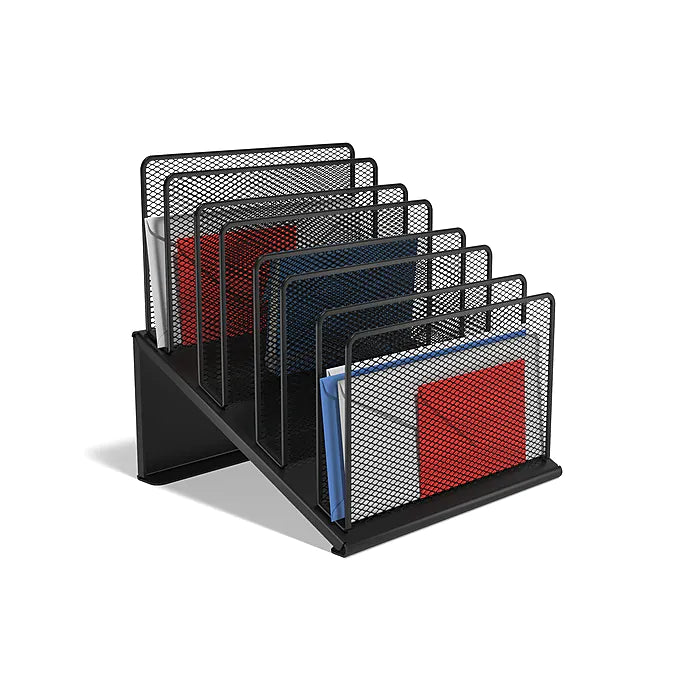 TRU RED™ 7 Compartment Wire Mesh File Organizer, Matte Black (TR57559)