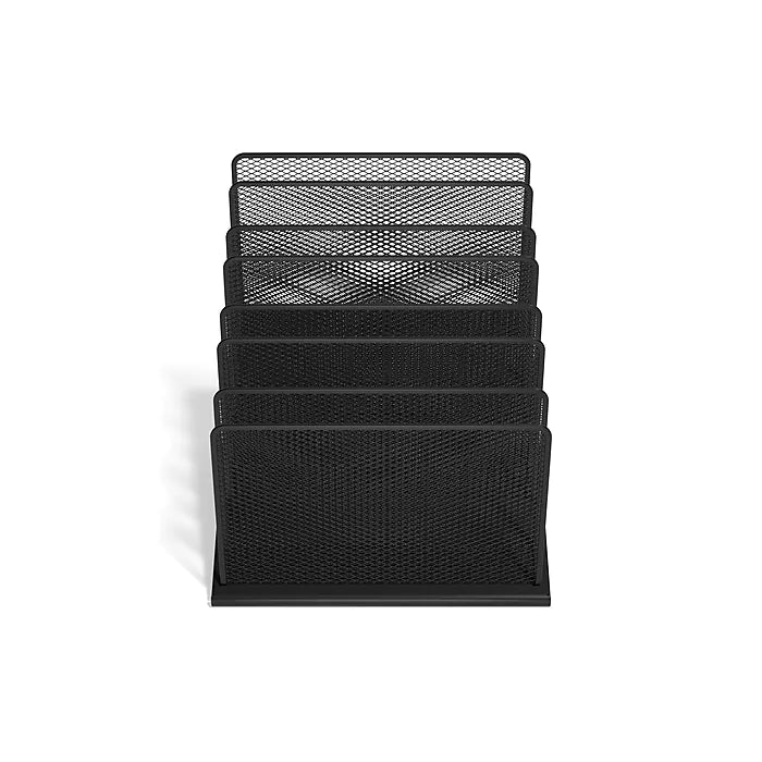 TRU RED™ 7 Compartment Wire Mesh File Organizer, Matte Black (TR57559)