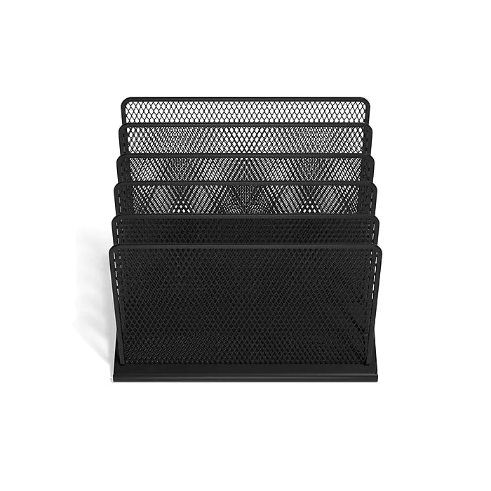 TRU RED™ 5 Compartment Wire Mesh File Organizer, Matte Black (TR57554)