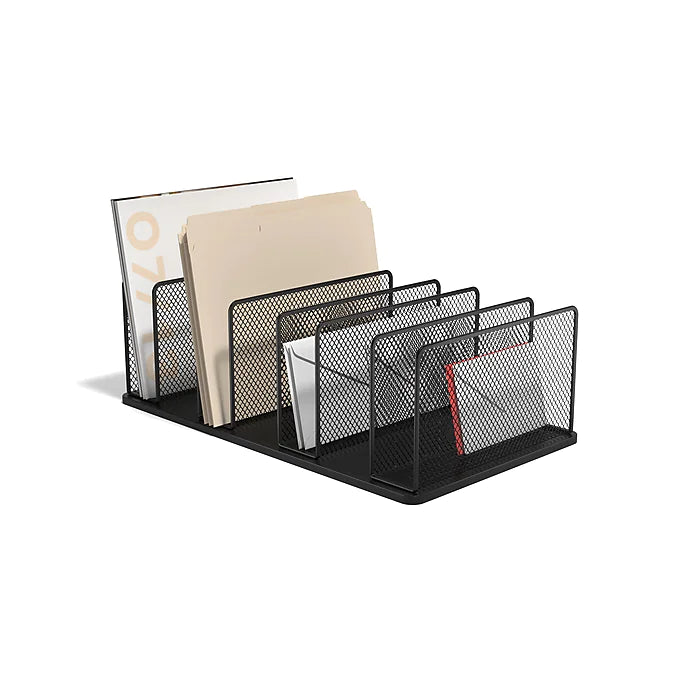 TRU RED™ 7-Compartment Wire Mesh File Organizer, Matte Black (TR57552)