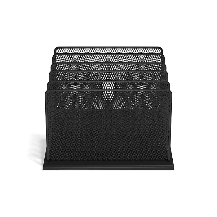 TRU RED™ 5 Compartment Wire Mesh File Organizer, Matte Black (TR57554)