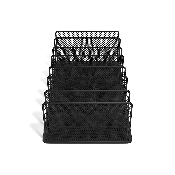 TRU RED™ 7-Compartment Wire Mesh File Organizer, Matte Black (TR57552)