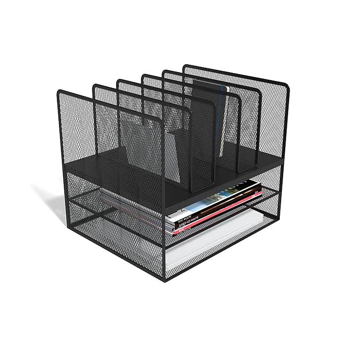 TRU RED™ 7 Compartment Wire Mesh File Organizer, Matte Black (TR57537)