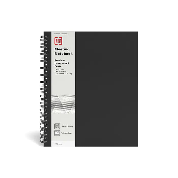 TRU RED™ Large Soft Cover Meeting Notebook, Black (TR54985)