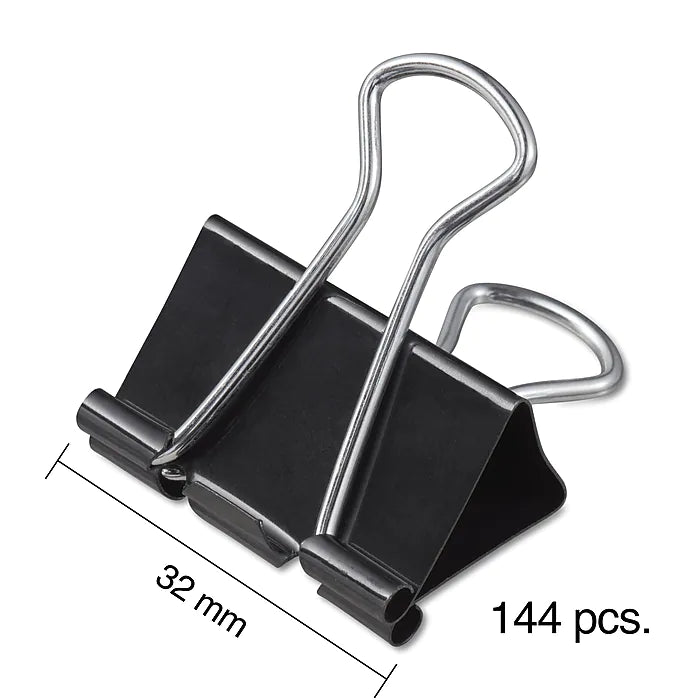 Staples Medium Binder Clips, Medium, Black, 144/Pack (32003)