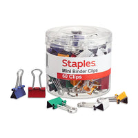 Thumbnail for Staples Mini Binder Clips, Assorted Colors, 60/Pack (15347)