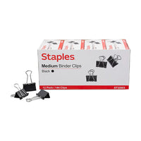 Thumbnail for Staples Medium Binder Clips, Medium, Black, 144/Pack (32003)