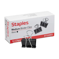 Thumbnail for Staples Medium Binder Clips, Medium, Black, 144/Pack (32003)