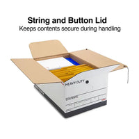 Thumbnail for Staples Heavy Duty File Box, String and Button Lid, Legal, White/Gray, 4/Pack (TR59224)