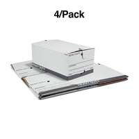 Thumbnail for Staples Heavy Duty File Box, String and Button Lid, Legal, White/Gray, 4/Pack (TR59224)