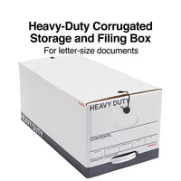 Thumbnail for Staples Heavy Duty File Box, String and Button Lid, Letter, White/Gray, 4/Pack (TR59222)