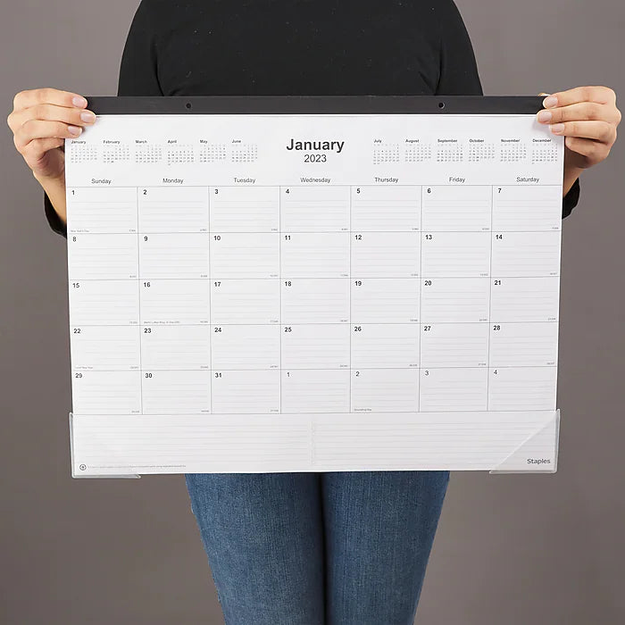 2023 Staples 22" x 17" Desk Pad Calendar, Black (ST12951-23)